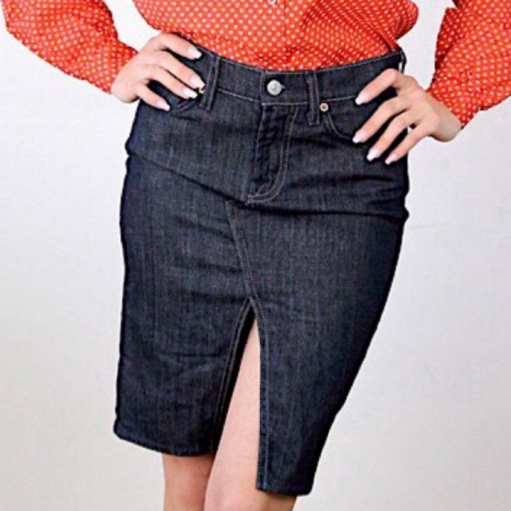 New Sexy 7 For All Mankind Pencil Denim Jean Skirt Size 27